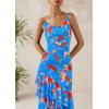 imagePRETTYGARDEN Maxi Dresses for Women 2026 Summer Tiered Floral Beach Sundress Spaghetti Strap Spring Wedding Guest Long DressFloral Light Blue