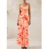 imagePRETTYGARDEN Maxi Dresses for Women 2026 Summer Tiered Floral Beach Sundress Spaghetti Strap Spring Wedding Guest Long DressFloral Light Orange