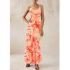 imagePRETTYGARDEN Maxi Dresses for Women 2026 Summer Tiered Floral Beach Sundress Spaghetti Strap Spring Wedding Guest Long DressFloral Light Orange