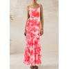 imagePRETTYGARDEN Maxi Dresses for Women 2026 Summer Tiered Floral Beach Sundress Spaghetti Strap Spring Wedding Guest Long DressFloral Pink Red