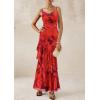 imagePRETTYGARDEN Maxi Dresses for Women 2026 Summer Tiered Floral Beach Sundress Spaghetti Strap Spring Wedding Guest Long DressFloral Rust Red