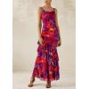 imagePRETTYGARDEN Maxi Dresses for Women 2026 Summer Tiered Floral Beach Sundress Spaghetti Strap Spring Wedding Guest Long DressNavy Red Big Floral
