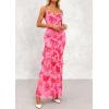 imagePRETTYGARDEN Maxi Dresses for Women 2026 Summer Tiered Floral Beach Sundress Spaghetti Strap Spring Wedding Guest Long DressPink Orange Floral
