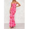 imagePRETTYGARDEN Maxi Dresses for Women 2026 Summer Tiered Floral Beach Sundress Spaghetti Strap Spring Wedding Guest Long DressPink Orange Floral