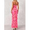 imagePRETTYGARDEN Maxi Dresses for Women 2026 Summer Tiered Floral Beach Sundress Spaghetti Strap Spring Wedding Guest Long DressPink Orange Floral