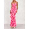 imagePRETTYGARDEN Maxi Dresses for Women 2026 Summer Tiered Floral Beach Sundress Spaghetti Strap Spring Wedding Guest Long DressPink Orange Floral