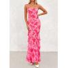 imagePRETTYGARDEN Maxi Dresses for Women 2026 Summer Tiered Floral Beach Sundress Spaghetti Strap Spring Wedding Guest Long DressPink Orange Floral