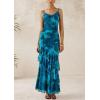 imagePRETTYGARDEN Maxi Dresses for Women 2026 Summer Tiered Floral Beach Sundress Spaghetti Strap Spring Wedding Guest Long DressPrint Blue Green