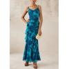 imagePRETTYGARDEN Maxi Dresses for Women 2026 Summer Tiered Floral Beach Sundress Spaghetti Strap Spring Wedding Guest Long DressPrint Blue Green