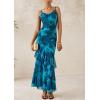 imagePRETTYGARDEN Maxi Dresses for Women 2026 Summer Tiered Floral Beach Sundress Spaghetti Strap Spring Wedding Guest Long DressPrint Blue Green