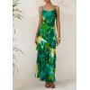 imagePRETTYGARDEN Maxi Dresses for Women 2026 Summer Tiered Floral Beach Sundress Spaghetti Strap Spring Wedding Guest Long DressPrint Green