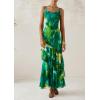 imagePRETTYGARDEN Maxi Dresses for Women 2026 Summer Tiered Floral Beach Sundress Spaghetti Strap Spring Wedding Guest Long DressPrint Green