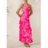 imagePRETTYGARDEN Maxi Dresses for Women 2026 Summer Tiered Floral Beach Sundress Spaghetti Strap Spring Wedding Guest Long DressPrint Pink