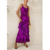 imagePRETTYGARDEN Maxi Dresses for Women 2026 Summer Tiered Floral Beach Sundress Spaghetti Strap Spring Wedding Guest Long DressPrint Purple