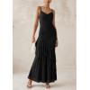 imagePRETTYGARDEN Maxi Dresses for Women 2026 Summer Tiered Floral Beach Sundress Spaghetti Strap Spring Wedding Guest Long DressSolid Black