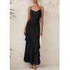 imagePRETTYGARDEN Maxi Dresses for Women 2026 Summer Tiered Floral Beach Sundress Spaghetti Strap Spring Wedding Guest Long DressSolid Black