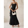 imagePRETTYGARDEN Maxi Dresses for Women 2026 Summer Tiered Floral Beach Sundress Spaghetti Strap Spring Wedding Guest Long DressSolid Black