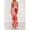imagePRETTYGARDEN Maxi Dresses for Women 2026 Summer Tiered Floral Beach Sundress Spaghetti Strap Spring Wedding Guest Long DressWine Red Big Floral