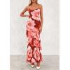 imagePRETTYGARDEN Maxi Dresses for Women 2026 Summer Tiered Floral Beach Sundress Spaghetti Strap Spring Wedding Guest Long DressWine Red Big Floral