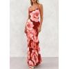 imagePRETTYGARDEN Maxi Dresses for Women 2026 Summer Tiered Floral Beach Sundress Spaghetti Strap Spring Wedding Guest Long DressWine Red Big Floral