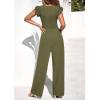imagePRETTYGARDEN One Piece Jumpsuits For Women Dressy Ruffle Cap Sleeve V Neck Ribbed Knit Wide Leg Romper Casual Spring OutfitsArmy Green