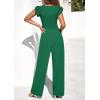 imagePRETTYGARDEN One Piece Jumpsuits For Women Dressy Ruffle Cap Sleeve V Neck Ribbed Knit Wide Leg Romper Casual Spring OutfitsGreen