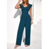 imagePRETTYGARDEN One Piece Jumpsuits For Women Dressy Ruffle Cap Sleeve V Neck Ribbed Knit Wide Leg Romper Casual Spring OutfitsLake Blue