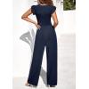 imagePRETTYGARDEN One Piece Jumpsuits For Women Dressy Ruffle Cap Sleeve V Neck Ribbed Knit Wide Leg Romper Casual Spring OutfitsNavy
