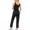 imagePRETTYGARDEN One Piece Jumpsuits for Women 2026 Summer Casual Drawstring Sleeveless Tank Romper Beach Vacation OutfitsAblack