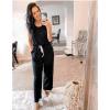 imagePRETTYGARDEN One Piece Jumpsuits for Women 2026 Summer Casual Drawstring Sleeveless Tank Romper Beach Vacation OutfitsAblack