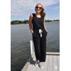 imagePRETTYGARDEN One Piece Jumpsuits for Women 2026 Summer Casual Drawstring Sleeveless Tank Romper Beach Vacation OutfitsAblack