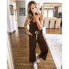 imagePRETTYGARDEN One Piece Jumpsuits for Women 2026 Summer Casual Drawstring Sleeveless Tank Romper Beach Vacation OutfitsZcoffee