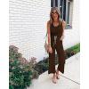 imagePRETTYGARDEN One Piece Jumpsuits for Women 2026 Summer Casual Drawstring Sleeveless Tank Romper Beach Vacation OutfitsZcoffee