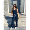 imagePRETTYGARDEN One Piece Jumpsuits for Women 2026 Summer Casual Drawstring Sleeveless Tank Romper Beach Vacation OutfitsZdark Blue