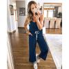 imagePRETTYGARDEN One Piece Jumpsuits for Women 2026 Summer Casual Drawstring Sleeveless Tank Romper Beach Vacation OutfitsZdark Blue