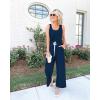 imagePRETTYGARDEN One Piece Jumpsuits for Women 2026 Summer Casual Drawstring Sleeveless Tank Romper Beach Vacation OutfitsZdark Blue