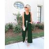 imagePRETTYGARDEN One Piece Jumpsuits for Women 2026 Summer Casual Drawstring Sleeveless Tank Romper Beach Vacation OutfitsZdark Green