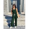 imagePRETTYGARDEN One Piece Jumpsuits for Women 2026 Summer Casual Drawstring Sleeveless Tank Romper Beach Vacation OutfitsZdark Green