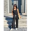 imagePRETTYGARDEN One Piece Jumpsuits for Women 2026 Summer Casual Drawstring Sleeveless Tank Romper Beach Vacation OutfitsZdark Grey