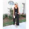 imagePRETTYGARDEN One Piece Jumpsuits for Women 2026 Summer Casual Drawstring Sleeveless Tank Romper Beach Vacation OutfitsZdark Grey