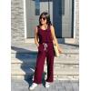 imagePRETTYGARDEN One Piece Jumpsuits for Women 2026 Summer Casual Drawstring Sleeveless Tank Romper Beach Vacation OutfitsZwine Red