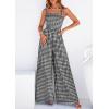 imagePRETTYGARDEN One Piece Jumpsuits for Women 2026 Summer Sleeveless Smocked Gingham Wide Leg Date Night Rompers Spring OutfitsBlack
