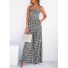 imagePRETTYGARDEN One Piece Jumpsuits for Women 2026 Summer Sleeveless Smocked Gingham Wide Leg Date Night Rompers Spring OutfitsBlack