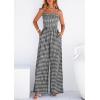 imagePRETTYGARDEN One Piece Jumpsuits for Women 2026 Summer Sleeveless Smocked Gingham Wide Leg Date Night Rompers Spring OutfitsBlack