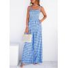 imagePRETTYGARDEN One Piece Jumpsuits for Women 2026 Summer Sleeveless Smocked Gingham Wide Leg Date Night Rompers Spring OutfitsBlue