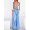imagePRETTYGARDEN One Piece Jumpsuits for Women 2026 Summer Sleeveless Smocked Gingham Wide Leg Date Night Rompers Spring OutfitsBlue