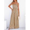 imagePRETTYGARDEN One Piece Jumpsuits for Women 2026 Summer Sleeveless Smocked Gingham Wide Leg Date Night Rompers Spring OutfitsBrown