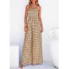 imagePRETTYGARDEN One Piece Jumpsuits for Women 2026 Summer Sleeveless Smocked Gingham Wide Leg Date Night Rompers Spring OutfitsBrown