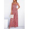 imagePRETTYGARDEN One Piece Jumpsuits for Women 2026 Summer Sleeveless Smocked Gingham Wide Leg Date Night Rompers Spring OutfitsBurgundy