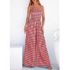 imagePRETTYGARDEN One Piece Jumpsuits for Women 2026 Summer Sleeveless Smocked Gingham Wide Leg Date Night Rompers Spring OutfitsBurgundy